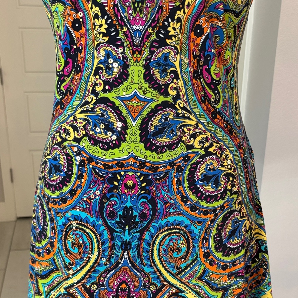 Joseph Ribkoff Sequin Multicolor Sleeveless Tunic, Swim Cover Up, Mini Dress S10 - Picture 10 of 10